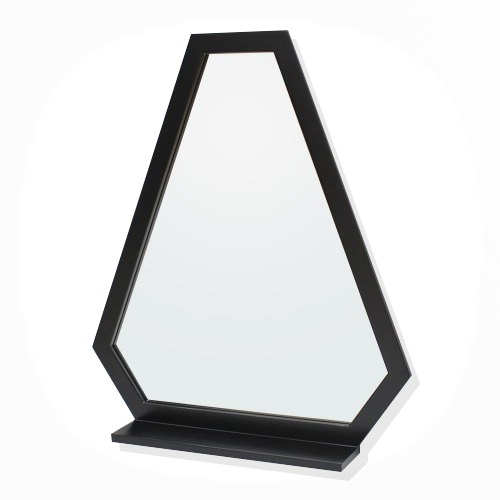 트라이앵글 원목 선반형 거울(블랙)