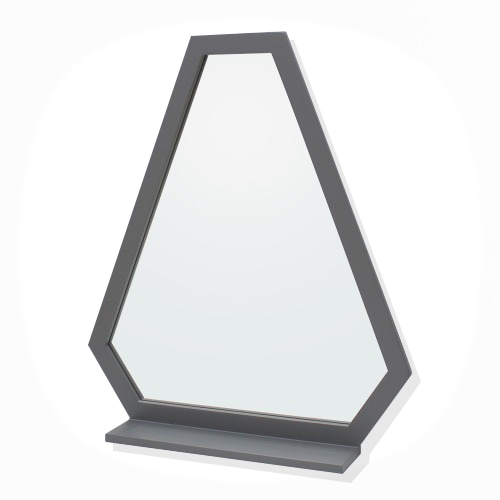 트라이앵글 원목 선반형 거울(그레이)